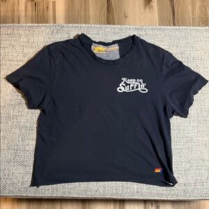 VTG Aviator Nation Keep‎ on Surfing Sunrise Distressed Boyfriend Tee Black Small